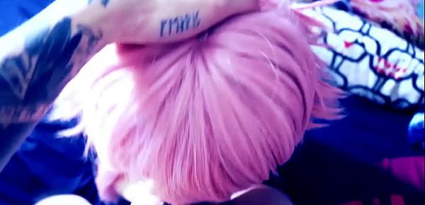  Pink Hair Cosplay Tit fuck and Blowjob